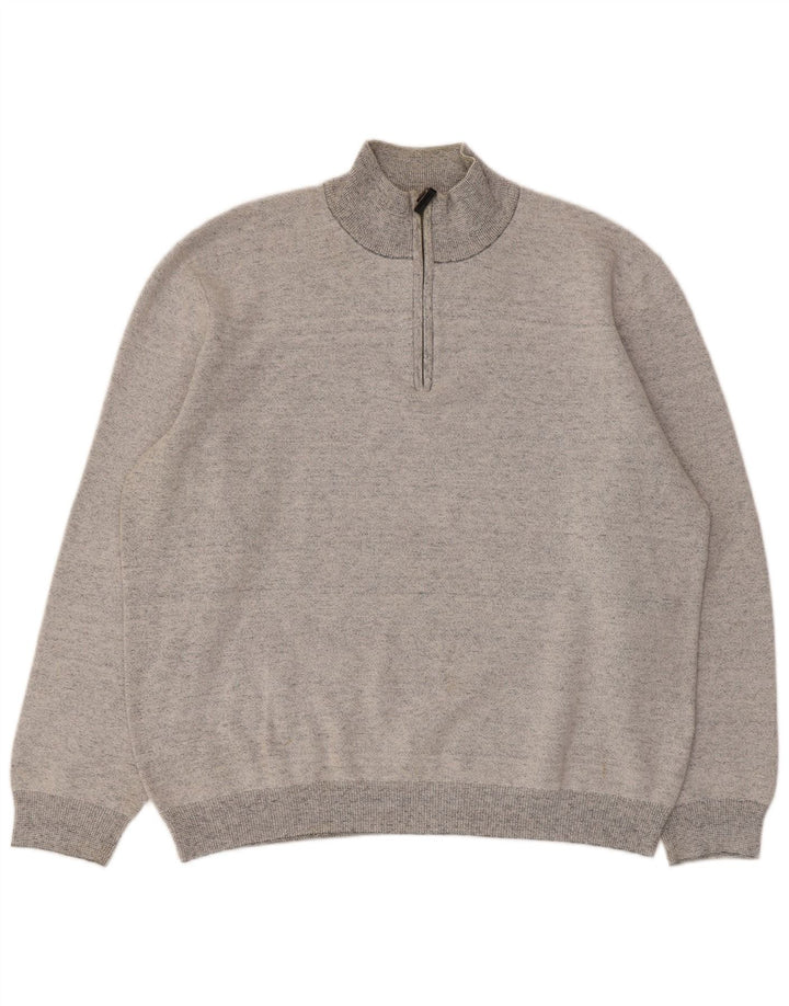 Męski sweter z zamkiem błyskawicznym Superdry 2XL, szary, bawełniany w plamki