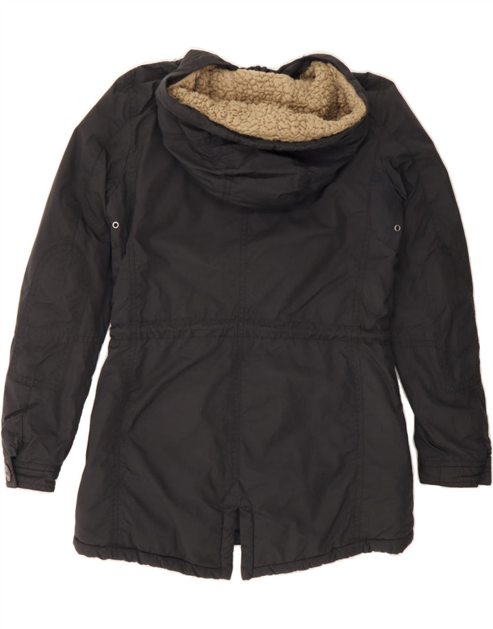 BENETTON Womens Oversized Hooded Parka Jacket UK 6 XS Black Polyester Vintage Benetton and Second-Hand Benetton from Messina Hembry 