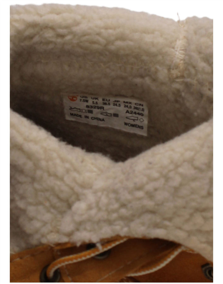 Timberland Damskie skórzane buty w stylu shearling, rozmiar brytyjski 5,5, brązowa skóra