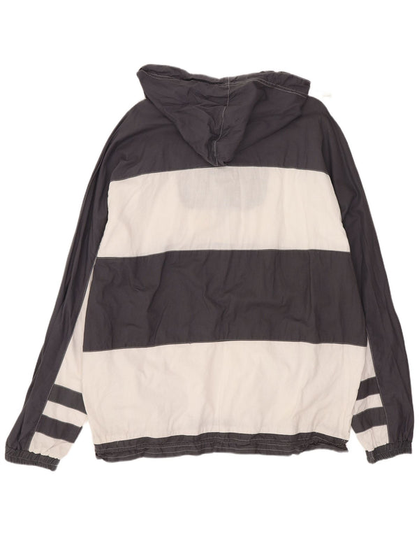Vintage męska kurtka Anorak z kapturem UK 40, duża, szara bawełna z blokami kolorów