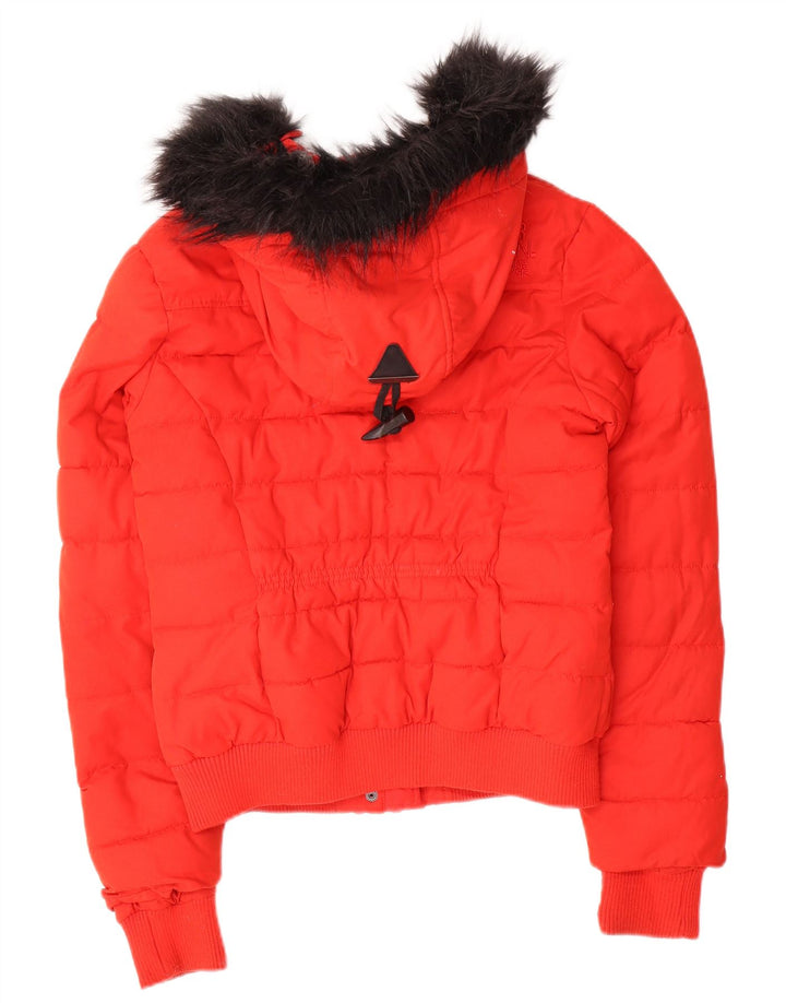Damska wyściełana kurtka z kapturem Superdry UK 10, mała, czerwona, poliester