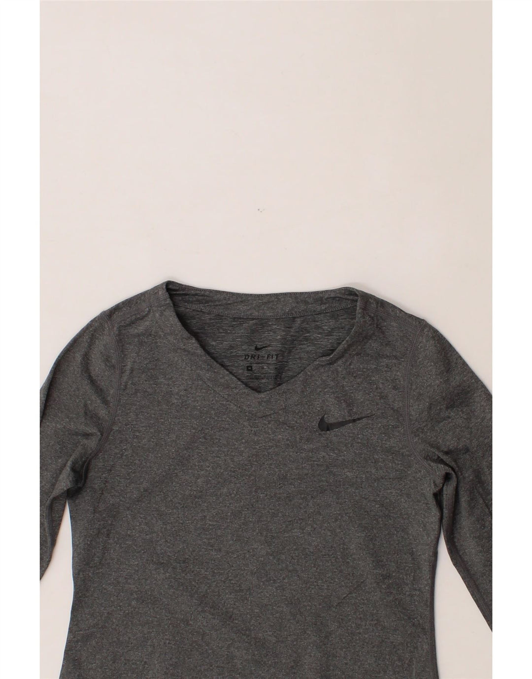 NIKE Girls Dri Fit Top Long Sleeve 9-10 Years Medium  Grey Polyester Vintage Nike and Second-Hand Nike from Messina Hembry 