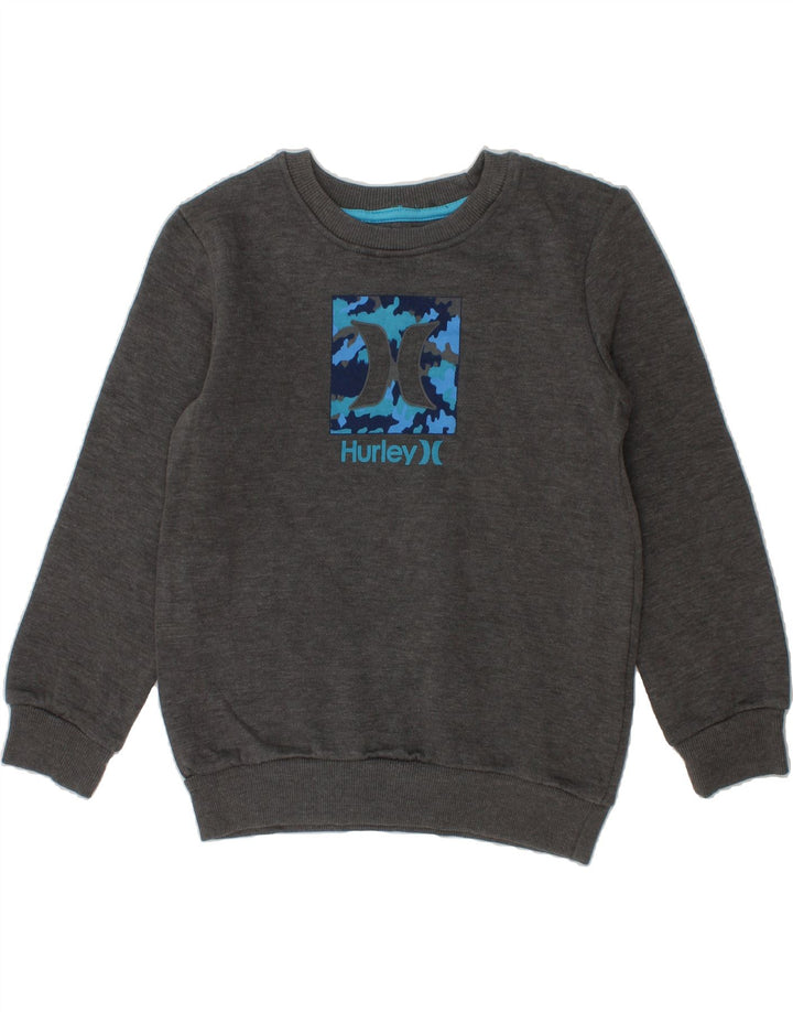 HURLEY Boys Graphic Sweatshirt Jumper 6-7 Years Grey Cotton Vintage Hurley and Second-Hand Hurley from Messina Hembry 