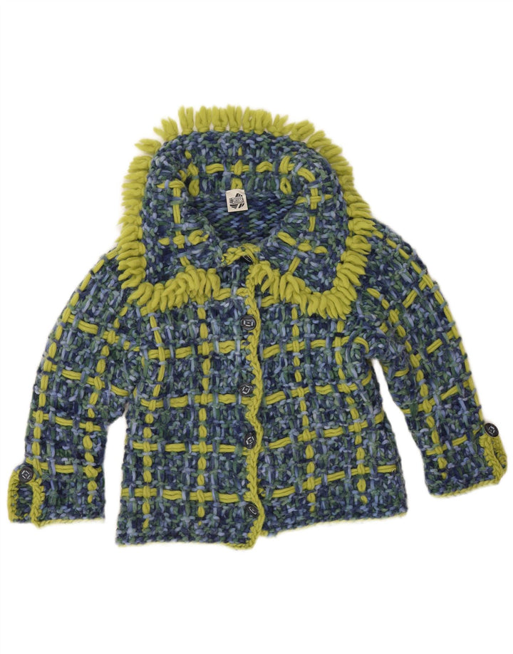 Sweter damski w stylu vintage, UK 14, duża niebieska kratka