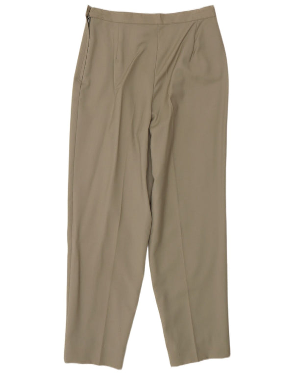 Vintage damskie zwężane spodnie garniturowe z wysokim stanem IT 44 Medium W28 L27 Khaki