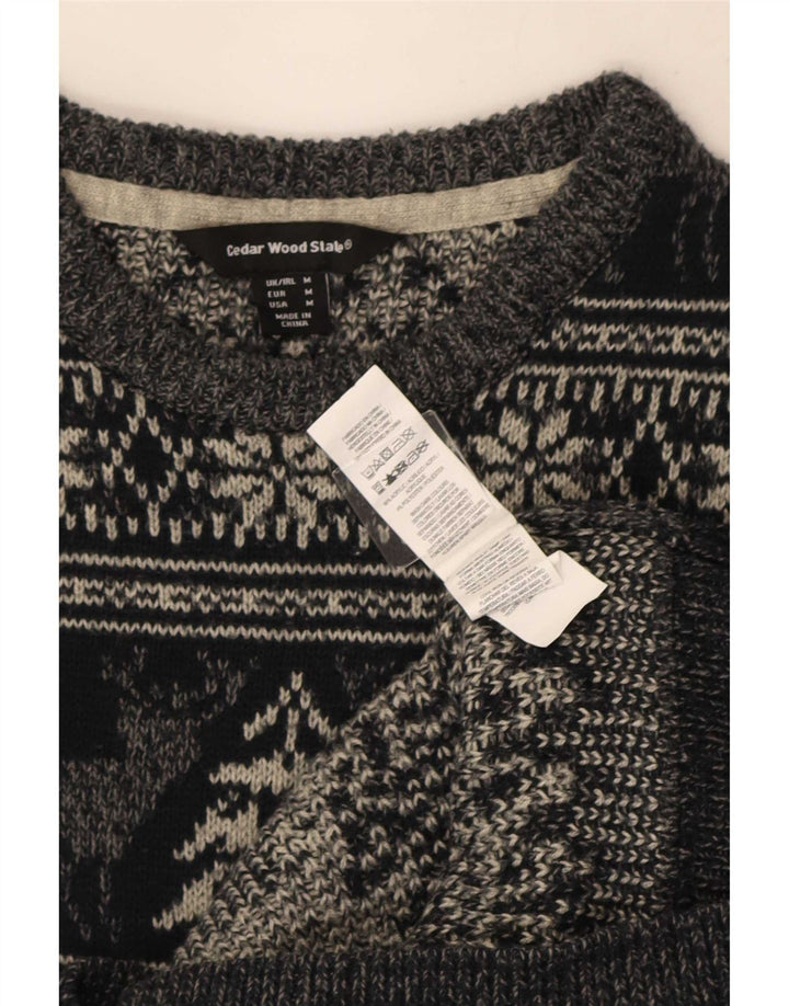 Męski sweter z okrągłym dekoltem Cedarwood State, średnioszary Fair Isle