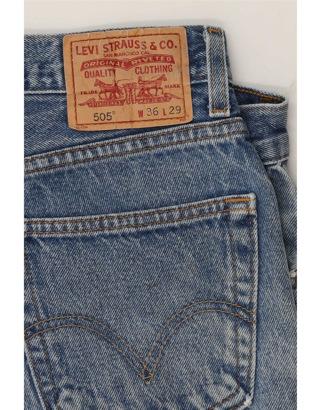 Męskie jeansy Levi's 505 o regularnym kroju W36 L26 Niebieska bawełna