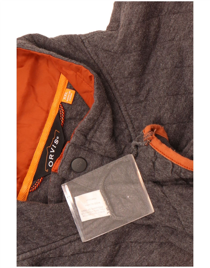 Męska bluza z kapturem Orvis, zapinana na guziki, 2XL, szara bawełna