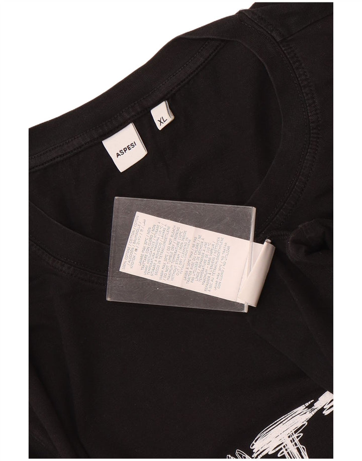 Męska koszulka z grafiką Aspesi, góra XL, czarna bawełna
