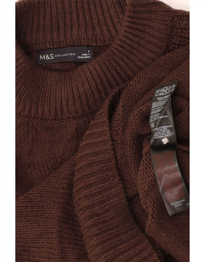 Marks & Spencer Damski sweter z golfem UK 10 Mały brązowy akryl