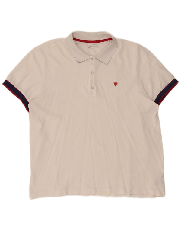 Męska koszulka polo Guess 2XL, biała, bawełniana z blokami kolorów