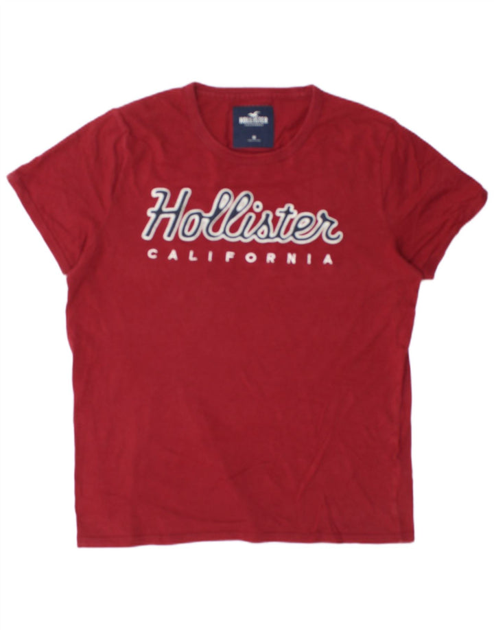 Męski T-shirt z grafiką Hollister, bawełniany, średni czerwony