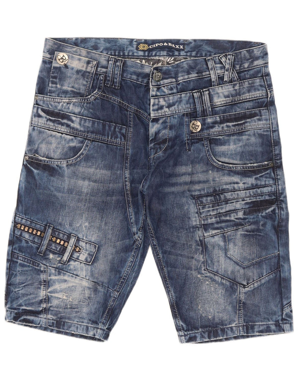 Męskie spodenki jeansowe Cargo Cipo And Baxx W36, duże, niebieskie, bawełniane