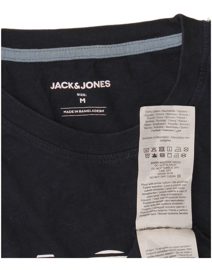 Męski T-shirt z grafiką Jack & Jones, średni, granatowy, bawełniany