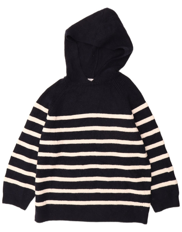 Damski sweter oversize z kapturem Zara UK 16, duże granatowe paski