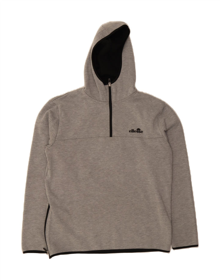 ELLESSE Mens Zip Neck Hoodie Jumper Medium Grey Polyester Vintage Ellesse and Second-Hand Ellesse from Messina Hembry 