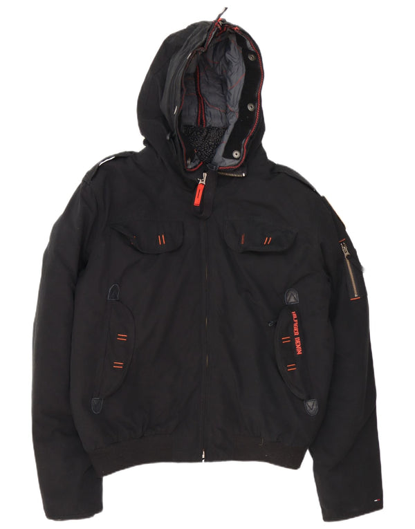 Męska kurtka bomber z kapturem Tommy Hilfiger Denizen UK 42 XL, czarny poliester
