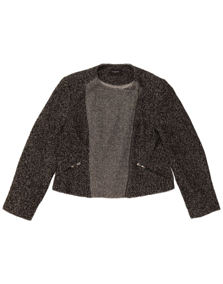 Marks & Spencer Damska marynarka z autografem UK 16, duża, szara, nakrapiana