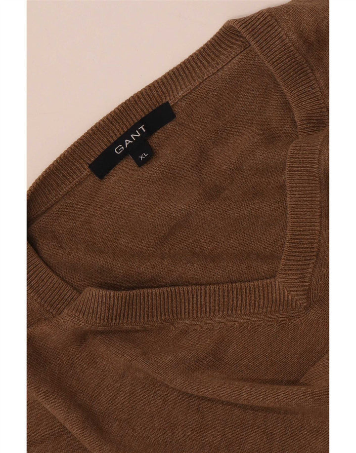 Męski sweter Gant z dekoltem w kształcie litery V, XL, brązowy