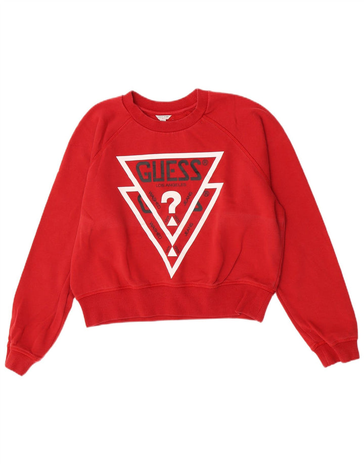 Damska bluza Guess Crop Graphic Jumper UK 16, duża czerwona