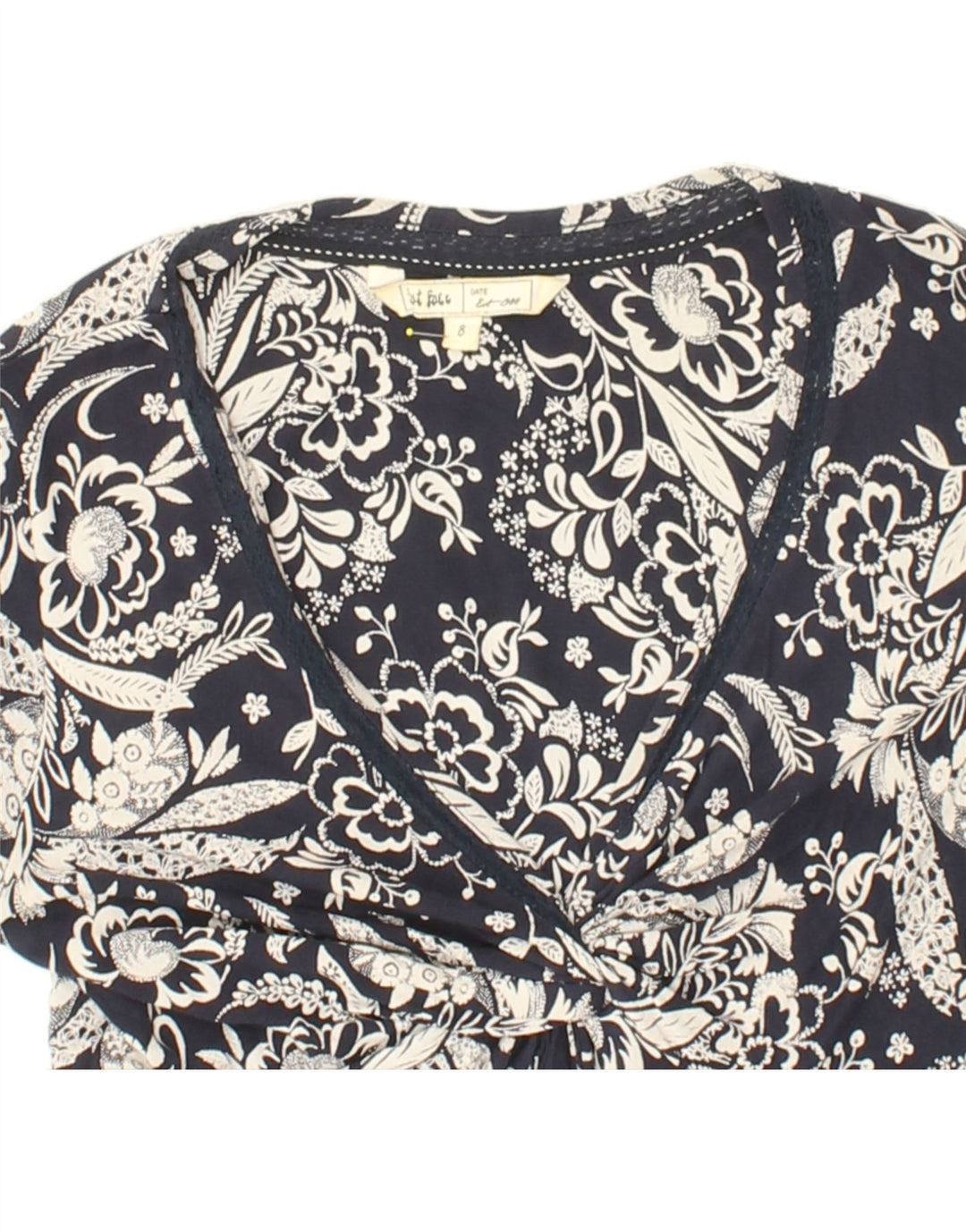 FAT FACE Womens 3/4 Sleeve Basic Dress UK 8 Small  Navy Blue Floral Vintage Fat Face and Second-Hand Fat Face from Messina Hembry 