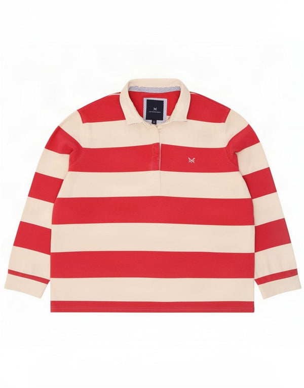 Crew Clothing Damska koszulka polo do rugby z długim rękawem UK 18 XL w czerwone paski