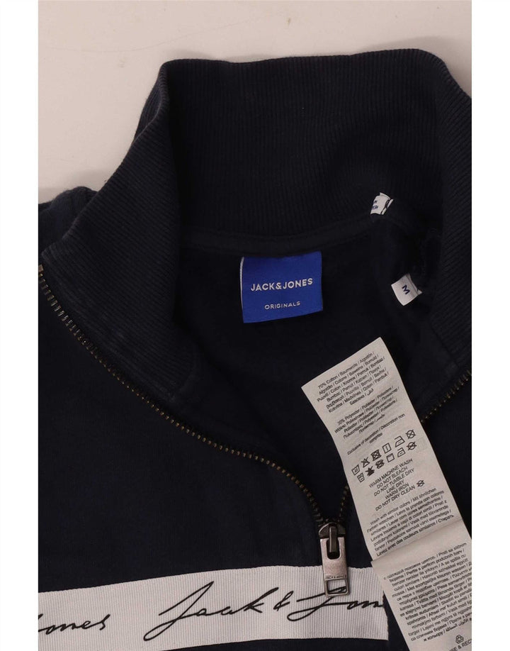 Męski sweter z grafiką Jack & Jones, średni granatowy, blok kolorów