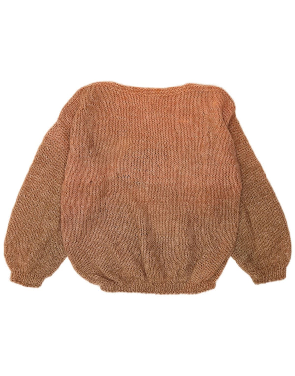 Sweter damski w stylu vintage z dekoltem w łódkę, UK 18 XL, brązowy, blok kolorów