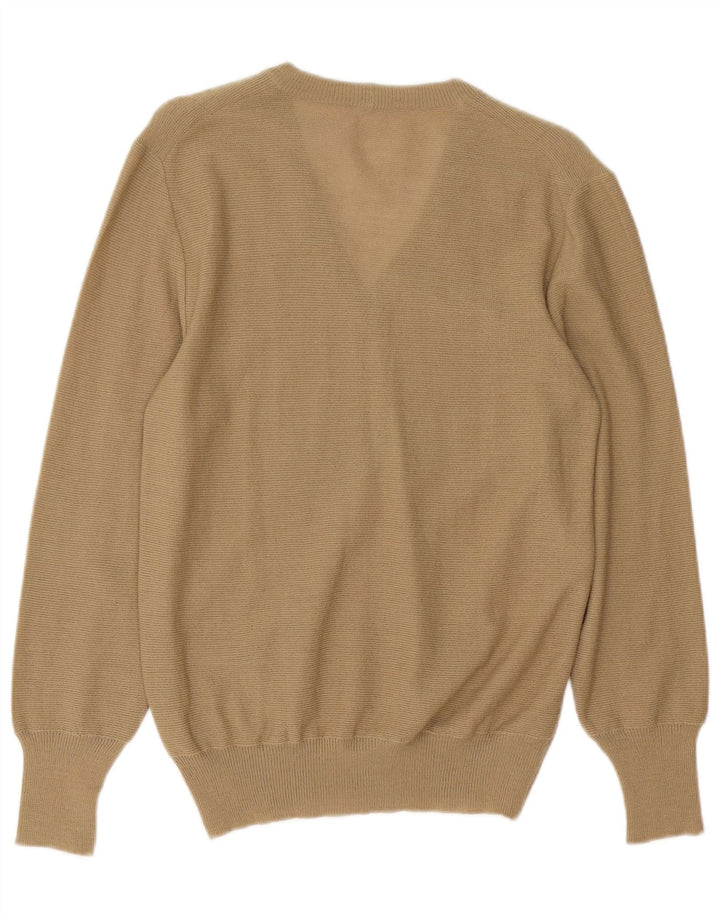 Sweter damski VINTAGE z dekoltem w kształcie litery V, UK 12, średni beż