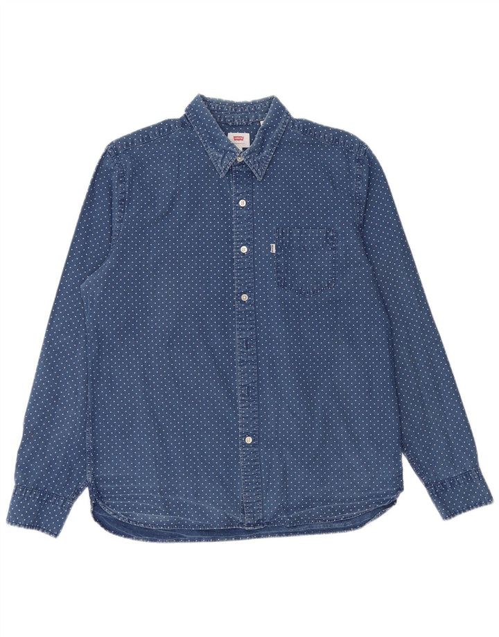 Koszula męska Levi's, duża, niebieska, bawełniana w cętki