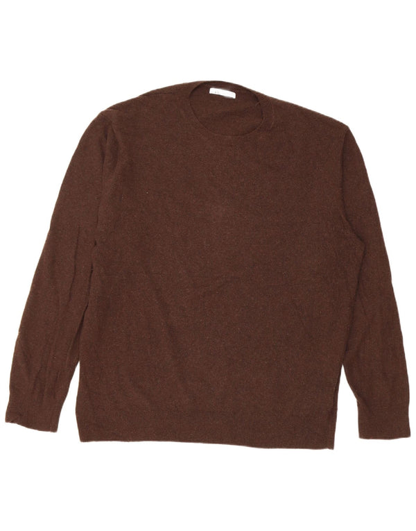 Sweter damski Zara z okrągłym dekoltem UK 16, duży, brązowy, wiskoza