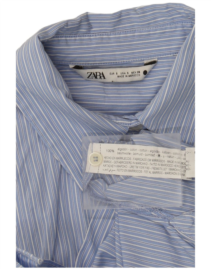 Damska koszula oversize Zara UK 10, mała, niebieska, bawełniana w prążki