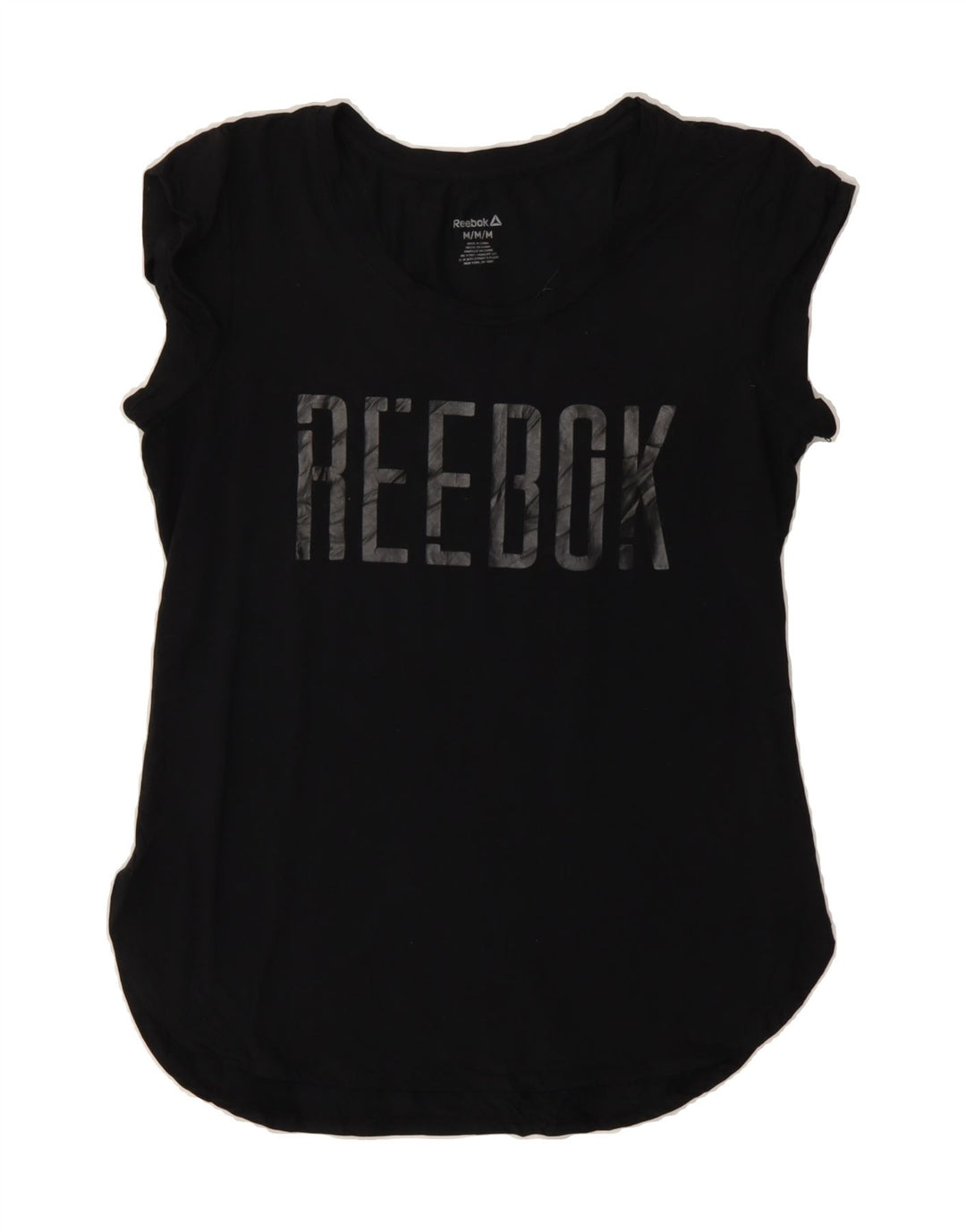 REEBOK Womens Graphic Vest Top UK 14 Medium Black Vintage Reebok and Second-Hand Reebok from Messina Hembry 