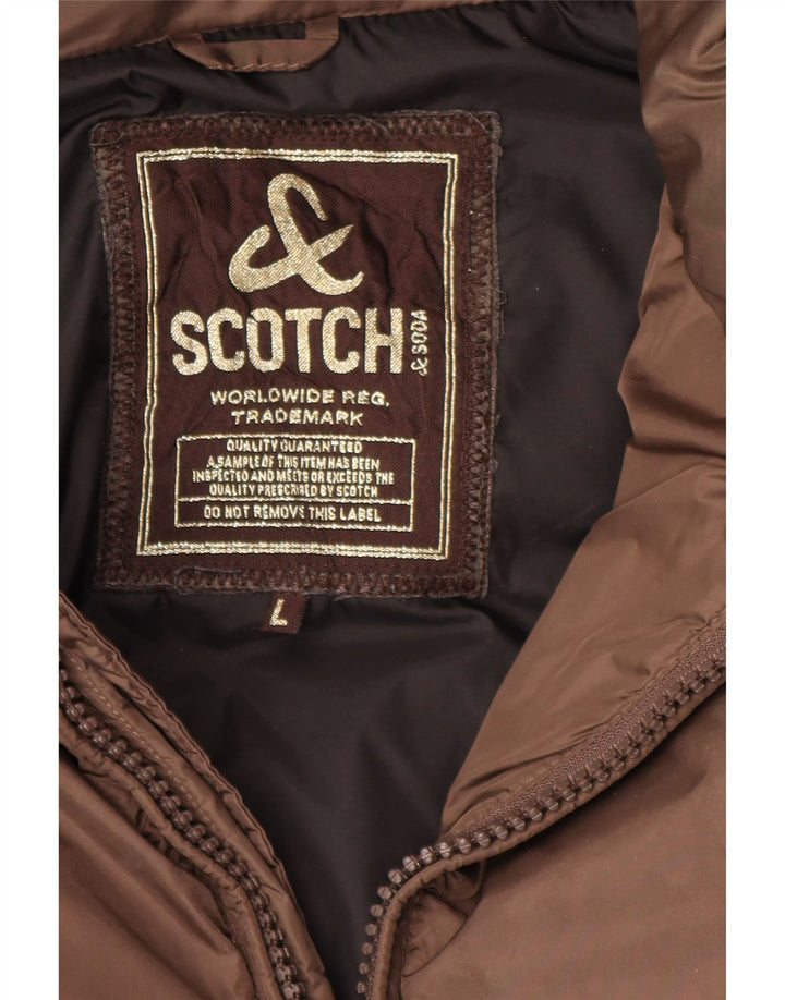 Męska ocieplana kurtka z kapturem Scotch & Soda UK 40, duża, brązowa, poliamidowa