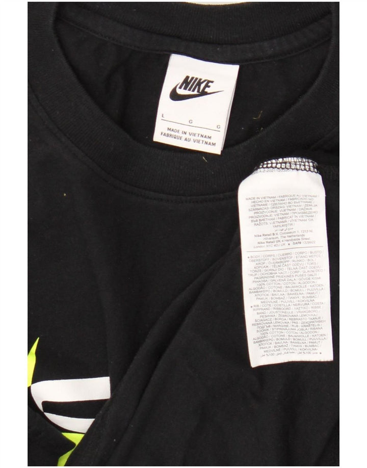 Męski T-shirt z grafiką Nike, duży, czarny, bawełniany