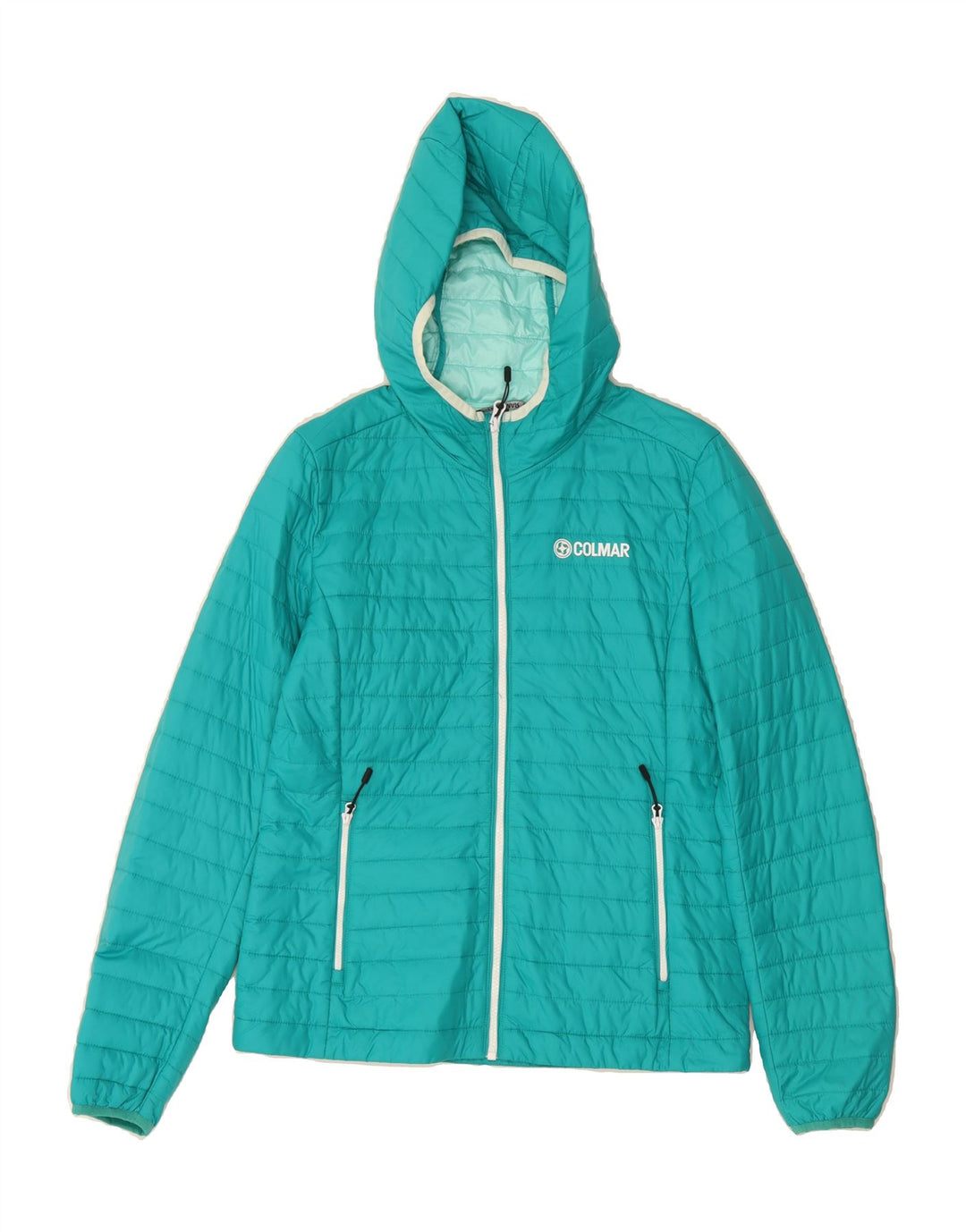 COLMAR Womens Hooded Padded Jacket IT 44 Medium Blue Vintage Colmar and Second-Hand Colmar from Messina Hembry 