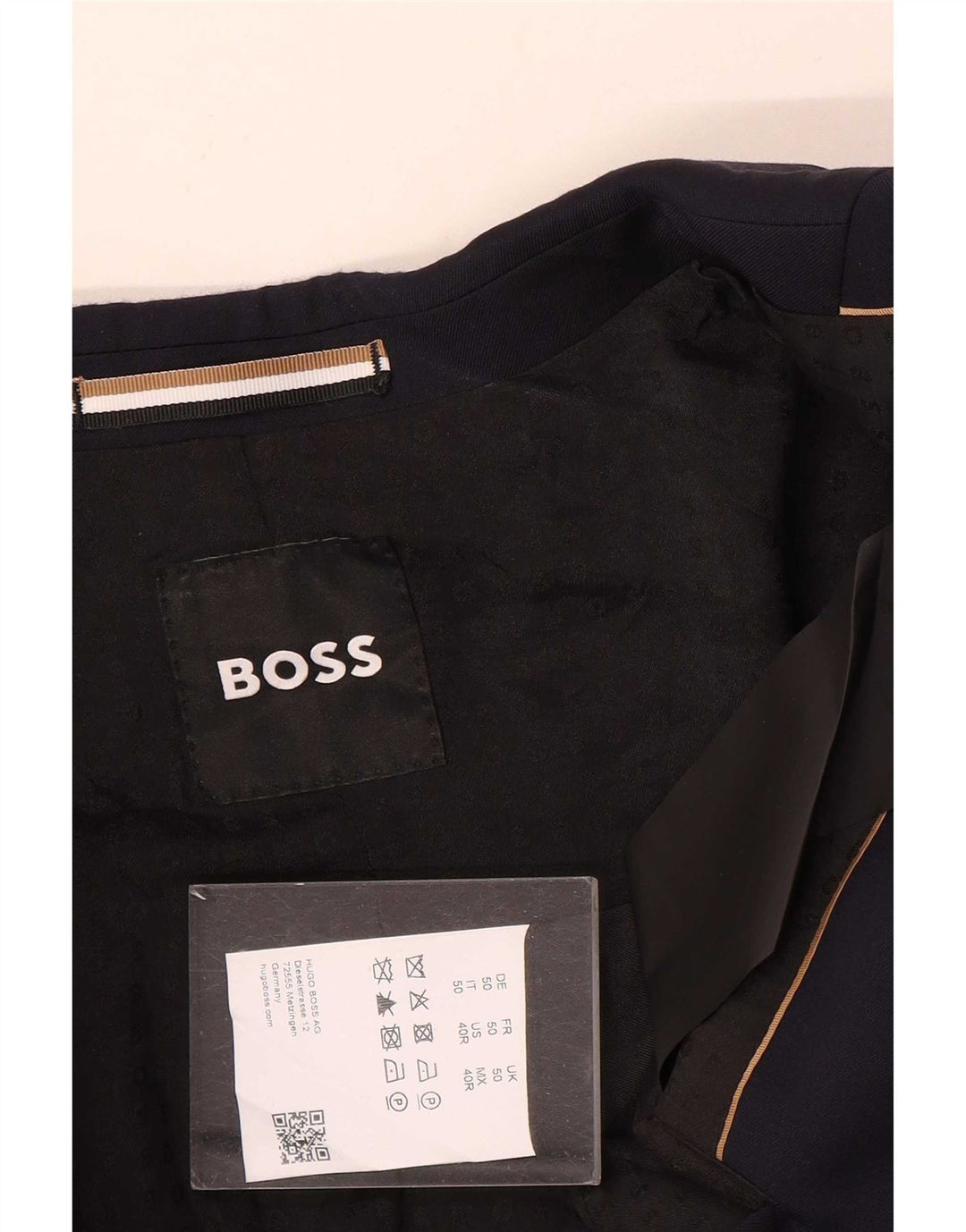 Męska marynarka zapinana na 2 guziki Hugo Boss EU 50, duża granatowa wełna