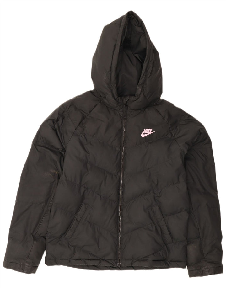 Dziewczęca wyściełana kurtka z kapturem i kapturem Nike 13-14 lat XL, czarna, poliestrowa