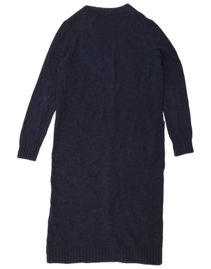 Cos Damski sweter oversize o przedłużonym fasonie, UK 10, mały, granatowy, wełniany