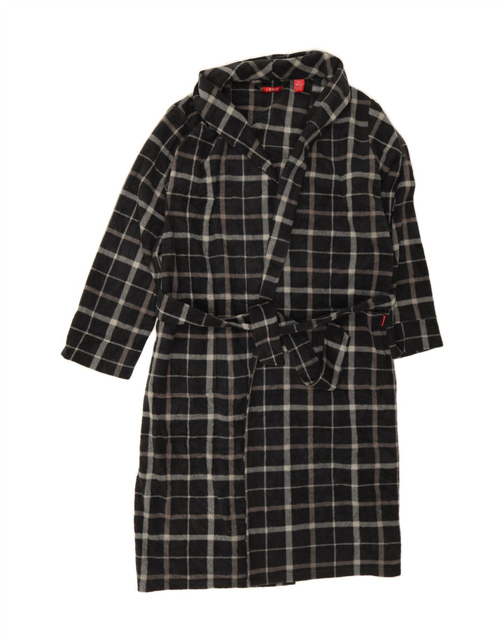 IZOD Mens Fleece Overcoat One Size Black Check Polyester Vintage Izod and Second-Hand Izod from Messina Hembry 