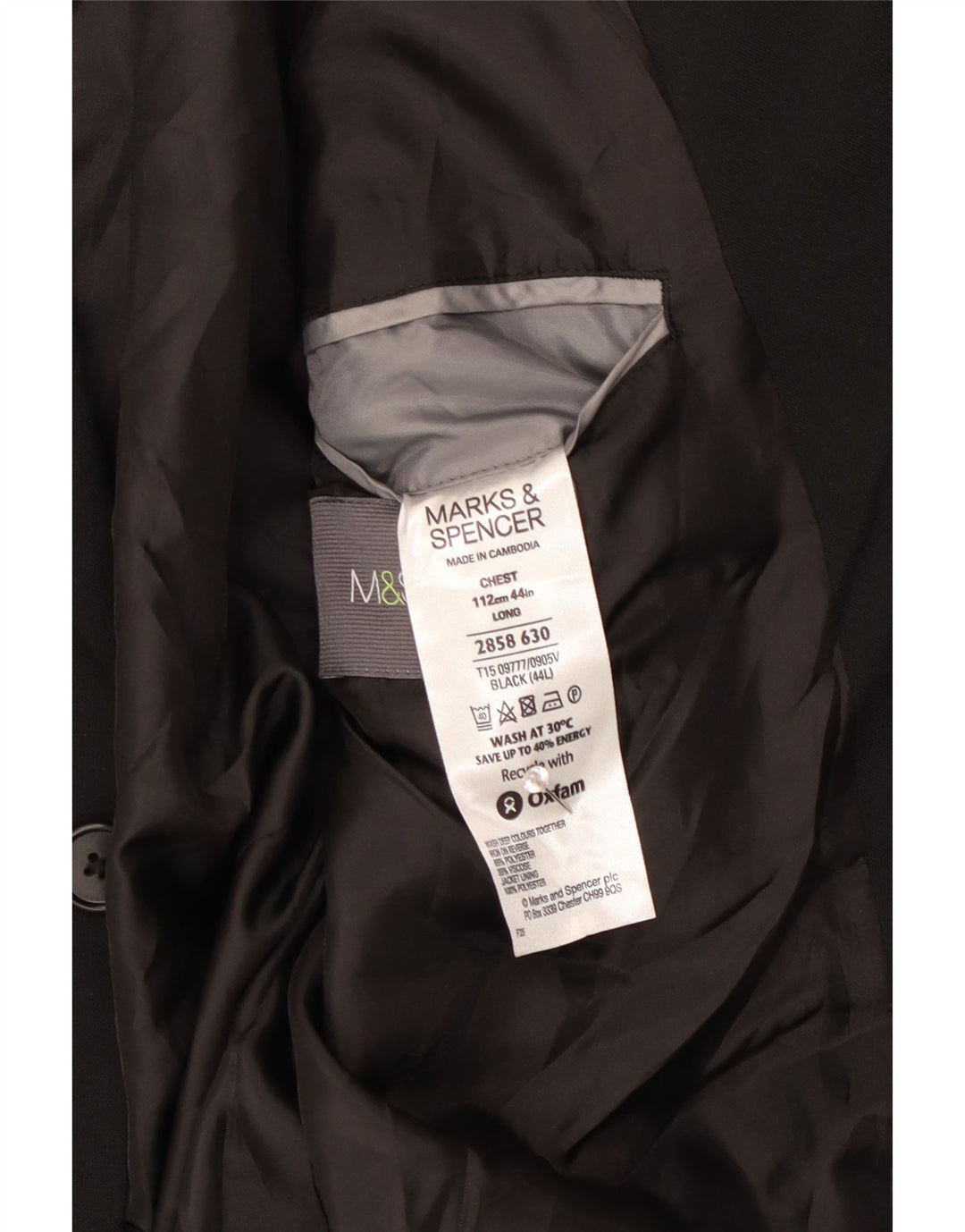 Marks & Spencer Męska marynarka zapinana na 2 guziki, UK 44 XL, czarny poliester