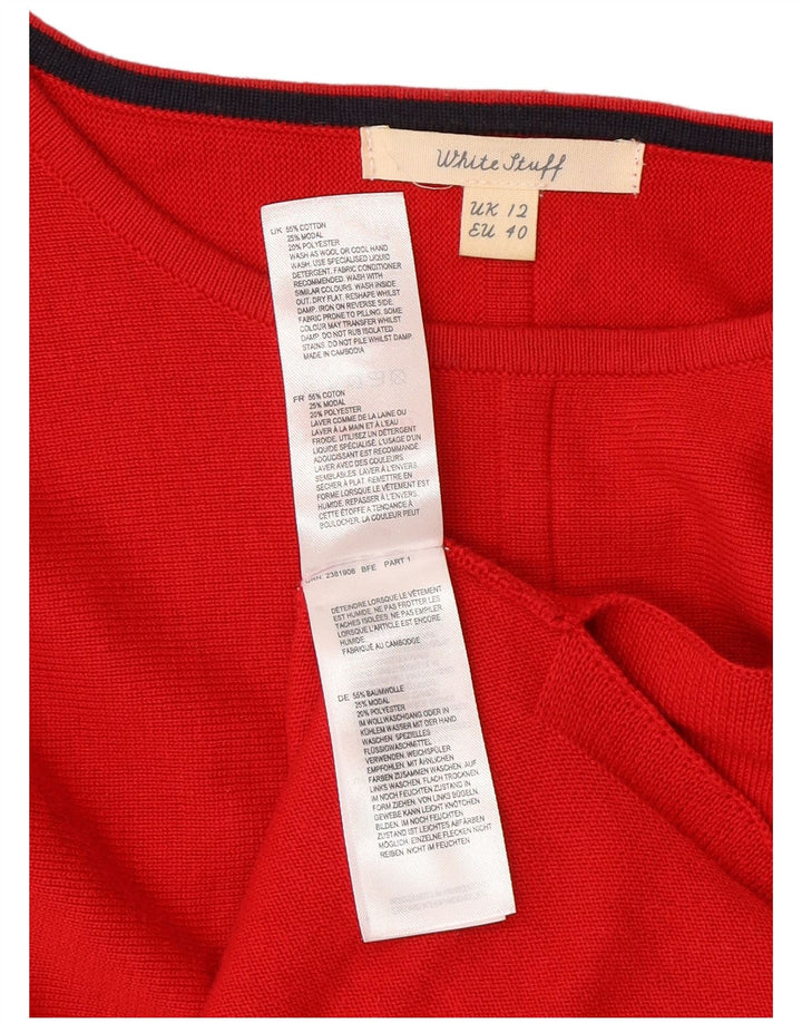 Damski sweter z dekoltem w łódkę White Stuff UK 12, średni czerwony, bawełniany