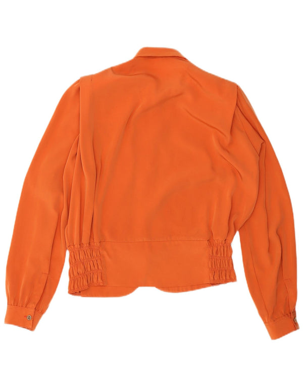 Damska bluzka koszulowa oversize w stylu vintage, UK 10, mała pomarańczowa