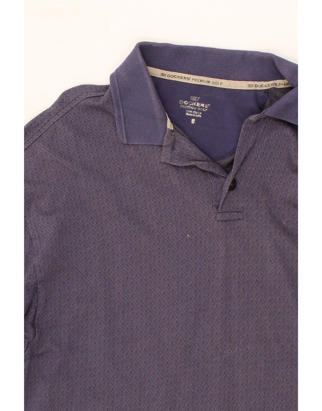 DOCKERS Mens Golf Polo Shirt Small Blue Argyle/Diamond Cotton Vintage Dockers and Second-Hand Dockers from Messina Hembry 
