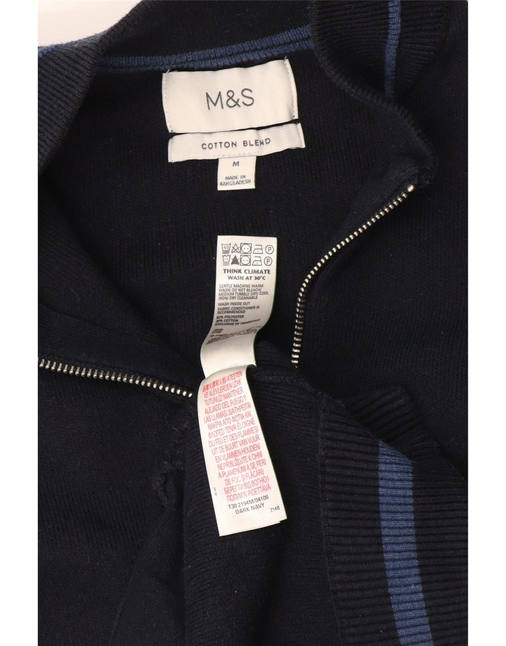 Marks & Spencer Męski sweter rozpinany, średni granatowy, poliester