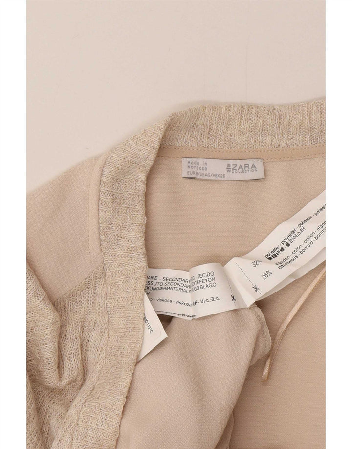 Damska tunika oversize Zara UK 10, mała, beżowa, poliester
