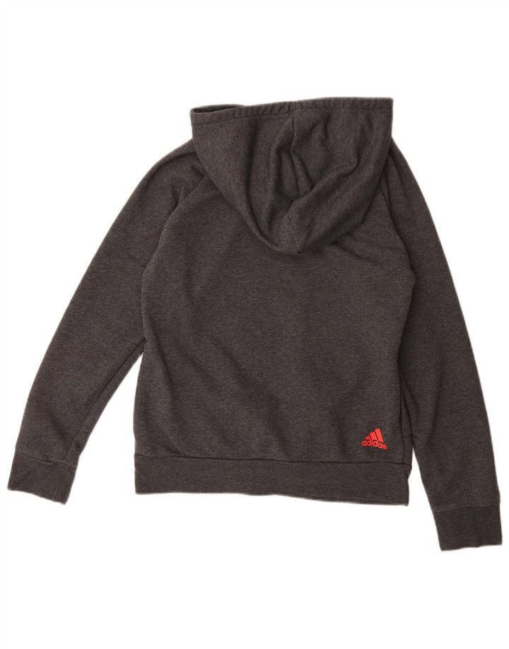 ADIDAS Womens Graphic Hoodie Jumper UK 12 Medium Grey