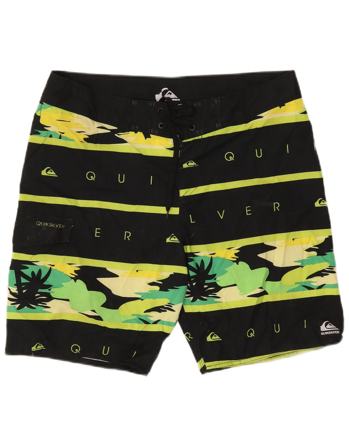 Męskie spodenki kąpielowe Quiksilver z grafiką, duże, czarne, poliestrowe paski