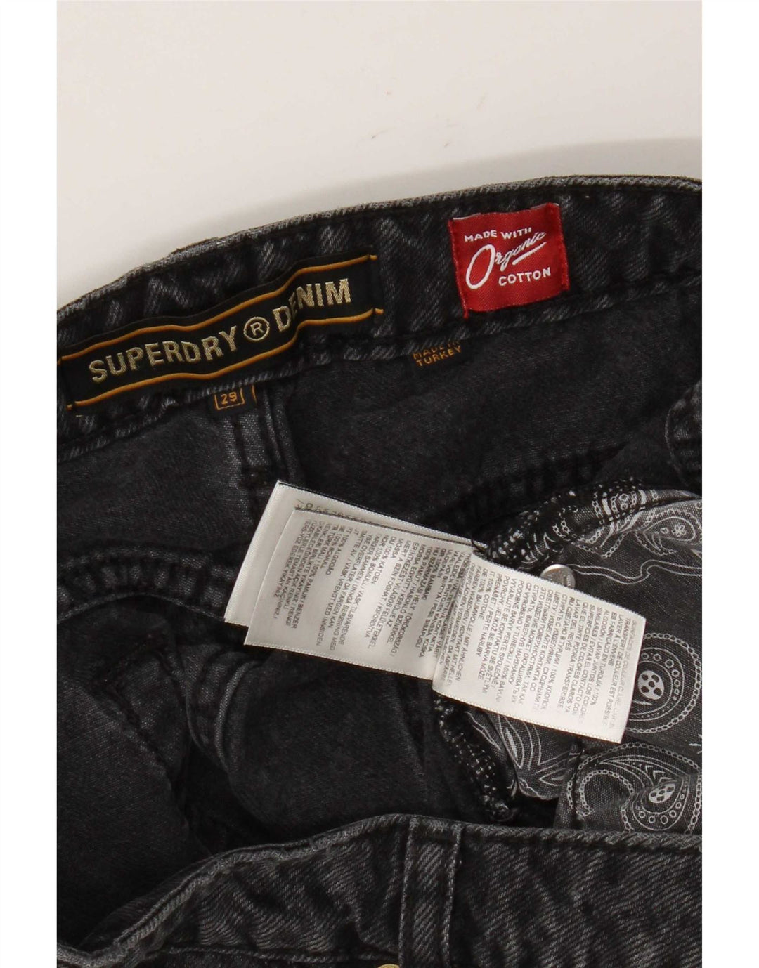 Damskie spodenki jeansowe Superdry W29 Średnioszare, geometryczne, bawełniane