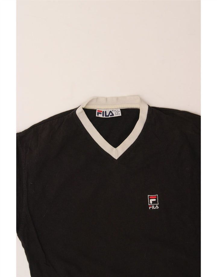 FILA Mens T-Shirt Top Small Black Vintage Fila and Second-Hand Fila from Messina Hembry 